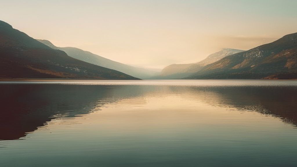 Rolig naturlandskap med fjell og fjord i norgeskvalitet